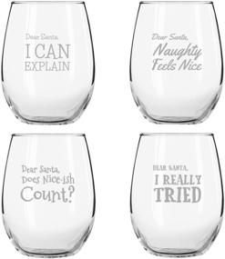 img 1 attached to 🍷 Dear Santa Funny Christmas Stemless Wine Glass (Set of 4) - Perfect Holiday Party Cups for a Naughty and Cheerful Xmas Celebration - Great Gift Exchange Idea!