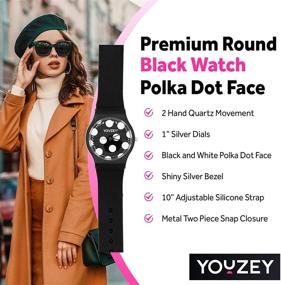 img 1 attached to ⌚ Часы Youzey Round: стильное черное циферблат с белым краем и шикарным черным матовым ремешком