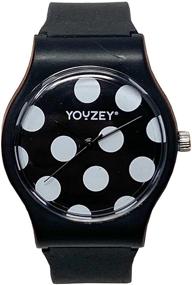 img 4 attached to ⌚ Часы Youzey Round: стильное черное циферблат с белым краем и шикарным черным матовым ремешком