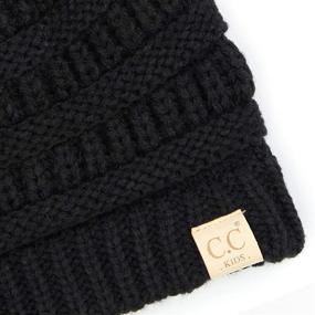 img 2 attached to 🧢 C.C Exclusives Kid's Solid Ribbed Beanie Hat with Faux Fur Pom (KIDS-43)(KIDS-2061)