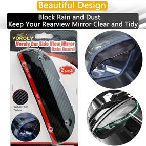 img 3 attached to Улучшение видимости с двумя шт Mirror Rain Visor Smoke Guard - задний вид зеркала с углеродным волокном - защитник для большинства автомобилей, грузовиков и внедорожников (черный)