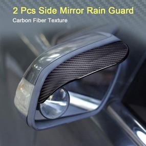 img 2 attached to Улучшение видимости с двумя шт Mirror Rain Visor Smoke Guard - задний вид зеркала с углеродным волокном - защитник для большинства автомобилей, грузовиков и внедорожников (черный)