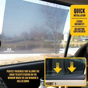img 1 attached to Ultimate Protection: 2-Pack Car Side Window Sun Shades - Universal-Fit for All Cars - Easy & Effective Solution to Block Sun Glare, Harmful Heat, UV Rays for Babies or Pets - Black Static Cling Film Design