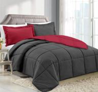 hypoallergenic luxury down alternative comforter set by clara clark - plush siliconized fiberfill, box stitched, duvet insert, twin size in gray-burgundy logo