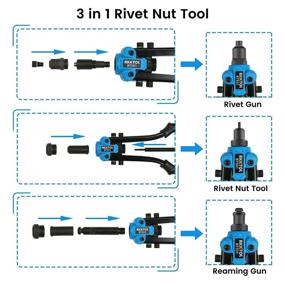 img 3 attached to 13-дюймовый ручной набор арматурных гаек 3 в 1 с 60-ю гайками, 50-ю заклепками и 5-ю сменными насадками - риветная пушка, развертка, ручной заклепочный инструмент