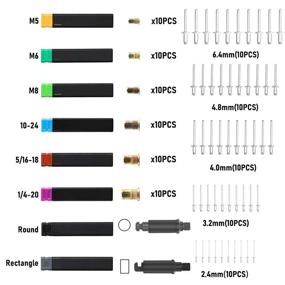 img 1 attached to 13-Inch Manual 3-in-1 Rivet Nut Tool Set with 60 Rivet Nuts, 50 Rivets, and 5 Interchangeable Heads - Rivet Gun Reamer Hand Riveter Kit