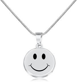 img 4 attached to Smiley Necklace Stainless Jewelry Pendant