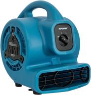 🌀 xpower p-80a mini mighty air mover utility fan - blue with convenient built-in power outlets logo