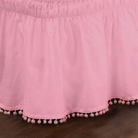 img 3 attached to Pink Pom Pom Elastic Wrap Around Bed Skirt, Easy Fit and Dust Ruffle (18-Inch Drop) for Queen/King Beds