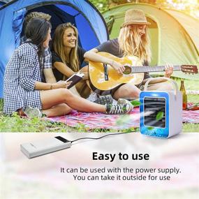 img 2 attached to 🆒 Koolertron 4-in-1 Personal Air Cooler: Portable Space AC Cooling Fan, Evaporative Spray Humidifier, USB Mini Desktop Ice Fan for Home, Office, Camping, Kitchen, Bedroom