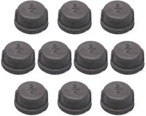 img 2 attached to 10 Pack Black Malleable Iron Cast Pipe Fitting Caps - Perfect for Steampunk & Vintage DIY Furniture & Plumbing Décor (3/4)