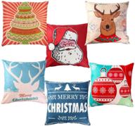 🎄 unomor christmas throw pillow covers set - 6 xmas series cushion cover case pillow, 18 x 18 inches, custom zippered square pillowcase for sofa couch christmas decorations throw pillow covers logo