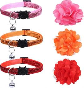 img 1 attached to Lamphyface Cat Collar with Bell and Removable Flower - 6 Pack; Breakaway & Adjustable for Cats and Kittens