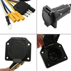 img 2 attached to 🔌 Oyviny 4-Way Flat to 7-Way Round RV Blade Trailer Wiring Adapter: Waterproof and Durable Converter for Truck RV Car