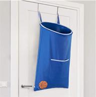 🏀 boys' room fun over-the-door hamper - kids hamper with sock compartment, basketball design - space-saving hanging basketball laundry hamper, blue logo