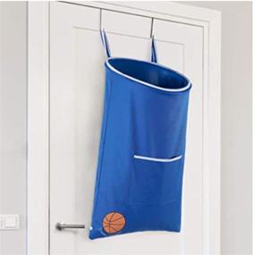 img 4 attached to 🏀 Boys' Room Fun Over-The-Door Hamper - Kids Hamper with Sock Compartment, Basketball Design - Space-Saving Hanging Basketball Laundry Hamper, Blue