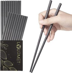 img 4 attached to 🥢 Lourmet Fiberglass Chopsticks - 10 Pairs, Reusable & Dishwasher Safe - Chinese & Japanese, Non Slip - 9 1/2 inches