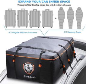 img 2 attached to Waterproof 19 Cubic Feet Rooftop Cargo Carrier PRO - Heavy Duty Roof Top Luggage Storage 🚚 Bag + Anti-Slip Mat | 10 Straps & Door Hooks - Ideal for Car, Truck, SUV With/Without Rack