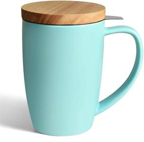 img 4 attached to 🍵 COYMOS Ceramic Tea Mug with Infuser and Lid: 16oz Loose Leaf Tea Cup, Large Handle Teaware Mug – Perfect Tea Lover Gift for Women and Men (Turquoise)