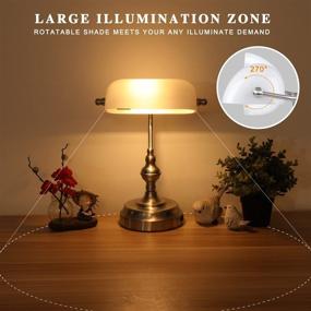 img 2 attached to 💼 Banker's Lamp with Touch Control, 3-Way Dimmable Table Lamp and USB Charging Port, Brushed Nickel Desk Lamp with White Glass