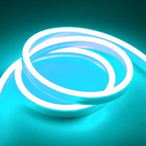 img 4 attached to LanM Epoch Neon LED Strip - 6.5ft/2m Flexible Waterproof Neon Rope Light with DC Power Adaptor - Indoor Outdoor Decor for Bedroom (Ice Blue)