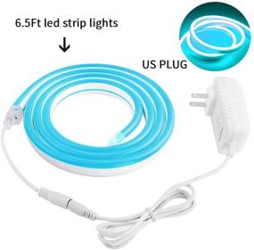 img 3 attached to LanM Epoch Neon LED Strip - 6.5ft/2m Flexible Waterproof Neon Rope Light with DC Power Adaptor - Indoor Outdoor Decor for Bedroom (Ice Blue)