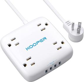 img 4 attached to 💡 Compact Power Strip with USB Ports - KOOPER Surge Protector Flat Plug with 4 Widely Spaced Outlets & 4 USB Charger 4.5A - Wall Mountable, 4.5 FT Extension Cord - Ideal for Travel, Desk, Home, Dorm Room Essentials