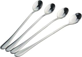 img 3 attached to 🍽️ Versatile 4-Piece Long Handle Stainless Steel Spoons for Iced Tea, Coffee, Ice Cream & Cocktails