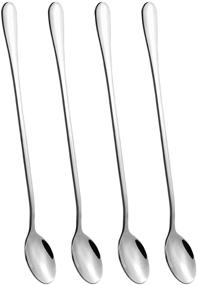 img 4 attached to 🍽️ Versatile 4-Piece Long Handle Stainless Steel Spoons for Iced Tea, Coffee, Ice Cream & Cocktails