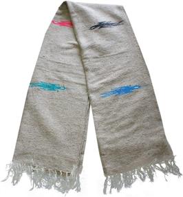 img 2 attached to Del Mex Classic Thunderbird Mexican Falsa Blanket: Thick Yoga Style in Tan - Elevate Your Practice!