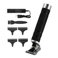 💇 usb rechargeable cordless hair clippers for men - t-type cutter head beard trimmer with battery (black) logo