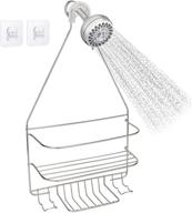 🚿 space-saving shower caddy over shower head: convenient hanging shower organizer, shampoo rack, and soap holder for bathroom storage in sleek silver logo
