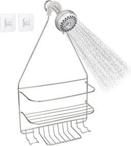 img 4 attached to 🚿 Space-Saving Shower Caddy Over Shower Head: Convenient Hanging Shower Organizer, Shampoo Rack, and Soap Holder for Bathroom Storage in Sleek Silver