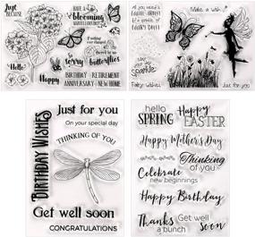 img 4 attached to 🌺 4-Piece Clear Summer Silicone Stamps for Cards with Flower, Butterfly, Dragonfly Patterns – Ideal for Card Making, DIY Scrapbooking, Embossing, and Album Decor Craft