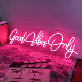 img 3 attached to 23.6 Inch LED Neon Sign - Large Good Vibes Only Art Decor for Bachelorette Party, First Birthday, Bedroom Apartment, Home Wall Decorations - Unique Gift Idea