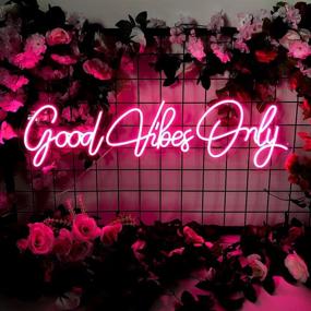 img 4 attached to 23.6 Inch LED Neon Sign - Large Good Vibes Only Art Decor for Bachelorette Party, First Birthday, Bedroom Apartment, Home Wall Decorations - Unique Gift Idea