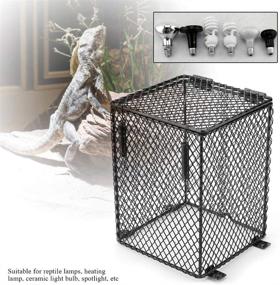 img 1 attached to Heater Guard, Reptile Heat Lampshade with Anti-Scald Lamp Mesh Cover, Ceramic Light Bulb Enclosure Cage Protector for Feeding Box to Prevent Scalding (Cubiod)