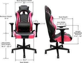 img 3 attached to 💖 Pink Gaming Chair - Adjustable Ergonomic Pink Chair with PU Leather, Lumbar Support &amp; 180° Recline, Easy Assembly &amp; Maximum Comfort, Supports up to 330 lbs