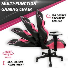 img 2 attached to 💖 Pink Gaming Chair - Adjustable Ergonomic Pink Chair with PU Leather, Lumbar Support &amp; 180° Recline, Easy Assembly &amp; Maximum Comfort, Supports up to 330 lbs