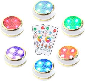 img 4 attached to 6 Pack of RGB Color Changing LED Puck Lights with Remote Control - Battery Operated Under Cabinet Lighting, Stick On Closet Lights, Ideal for Under Counter Illumination