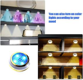 img 1 attached to 6 Pack of RGB Color Changing LED Puck Lights with Remote Control - Battery Operated Under Cabinet Lighting, Stick On Closet Lights, Ideal for Under Counter Illumination