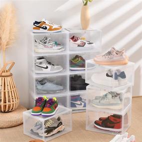 img 1 attached to 👠 MIUGO Shoe Storage Box - Large Capacity Plastic Shoe Box Container for Stackable Sports Shoe Rack, Household Shoe Cabinet | Multifunctional Shoe Box (6 Pack)