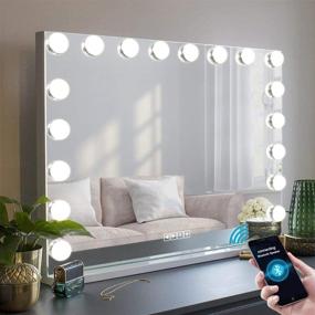 img 4 attached to 💄 MISAVANITY Bluetooth Makeup Vanity Mirror: Large Lighted Hollywood Mirror with 10X Magnification, 18 LED Bulbs, USB Charging Port, Tabletop or Wall Mounted - Get Salon-Perfect Lighting and Music!