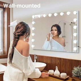 img 3 attached to 💄 MISAVANITY Bluetooth Makeup Vanity Mirror: Large Lighted Hollywood Mirror with 10X Magnification, 18 LED Bulbs, USB Charging Port, Tabletop or Wall Mounted - Get Salon-Perfect Lighting and Music!