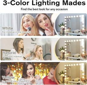 img 2 attached to 💄 MISAVANITY Bluetooth Makeup Vanity Mirror: Large Lighted Hollywood Mirror with 10X Magnification, 18 LED Bulbs, USB Charging Port, Tabletop or Wall Mounted - Get Salon-Perfect Lighting and Music!