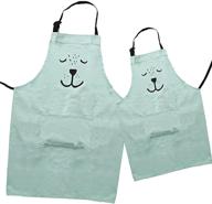 2 pack cotton adjustable apron set for parent and child with pockets - mommy and me matching aprons for baking and painting logo