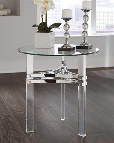 img 2 attached to 🔘 Stylish Signature Design by Ashley Braddoni Contemporary Round End Table with Clear Glass Top and Chrome Finish