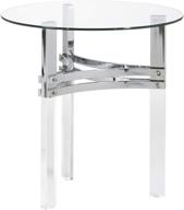 🔘 stylish signature design by ashley braddoni contemporary round end table with clear glass top and chrome finish logo