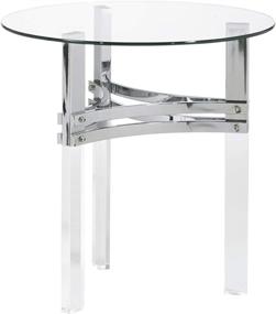 img 4 attached to 🔘 Stylish Signature Design by Ashley Braddoni Contemporary Round End Table with Clear Glass Top and Chrome Finish