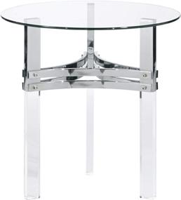 img 1 attached to 🔘 Stylish Signature Design by Ashley Braddoni Contemporary Round End Table with Clear Glass Top and Chrome Finish